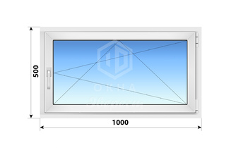 Поворотно-откидное пластиковое окно 1000x500