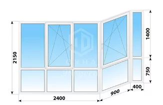 Теплое пластиковое панорамное остекление балкона П-44 3700x2150